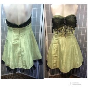 Niki Livas,Woman,Dress Formal Cocktail,Green Lemon, size 12,rhinestone `n lace.!